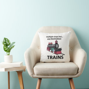 Trains Multiple Stops But One Destination Trains Throw Pillow