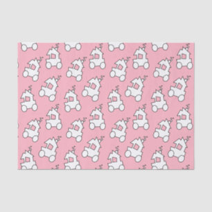 Trains on Coral Pink Tissue Paper