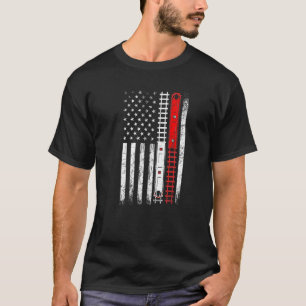 Trains on rails american flag locomotive model rai T-Shirt