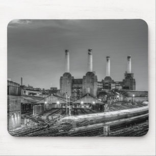 Trains pass Battersea Power Station, London Mouse Pad