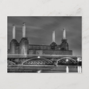 Trains pass Battersea Power Station, London Postcard