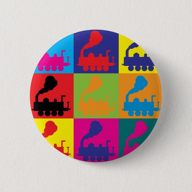 Trains Pop Art 2 Inch Round Button (Front)