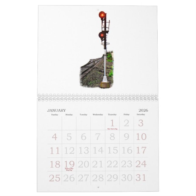 Trains & Railroad Scenery Wall Calendar (Jan 2026)