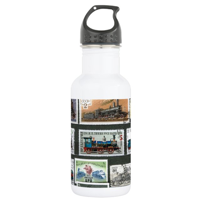 Trains railways locomotives 4 532 ml water bottle (Front)