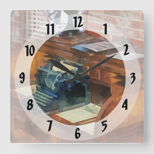 Trains - Station Master's Office Square Wall Clock (Front)