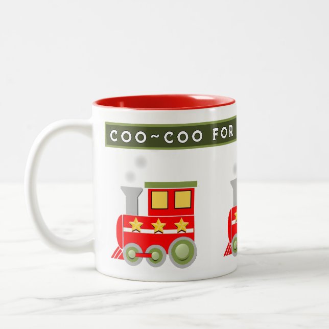 Trains Two-Tone Coffee Mug (Left)