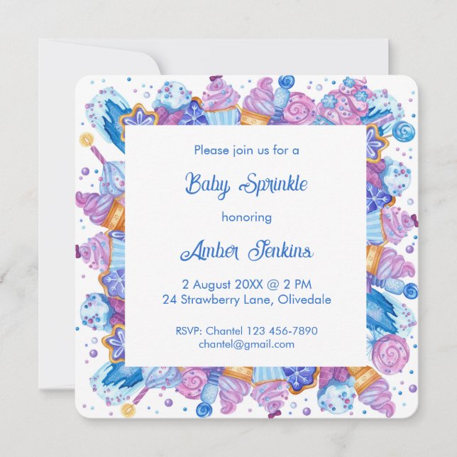 Traitements congelés Blue Baby Sprinkle Invitation (Devant)
