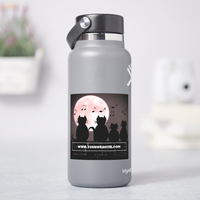 traiteur, Chats au clair de lune. Autocollant (HydroFlask)