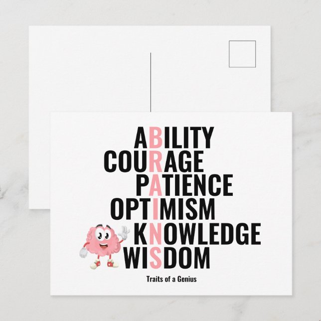 Traits of a Genius Postcard (Front/Back)