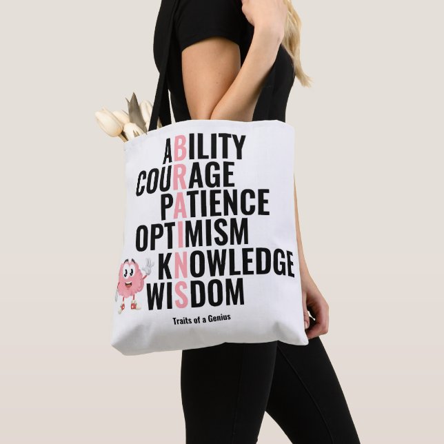 Traits of a Genius Tote Bag (Close Up)