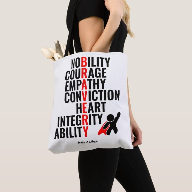 Traits of a Hero Tote Bag (Close Up)