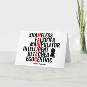 Traits of a Psychopath Card