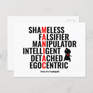 Traits of a Psychopath Postcard