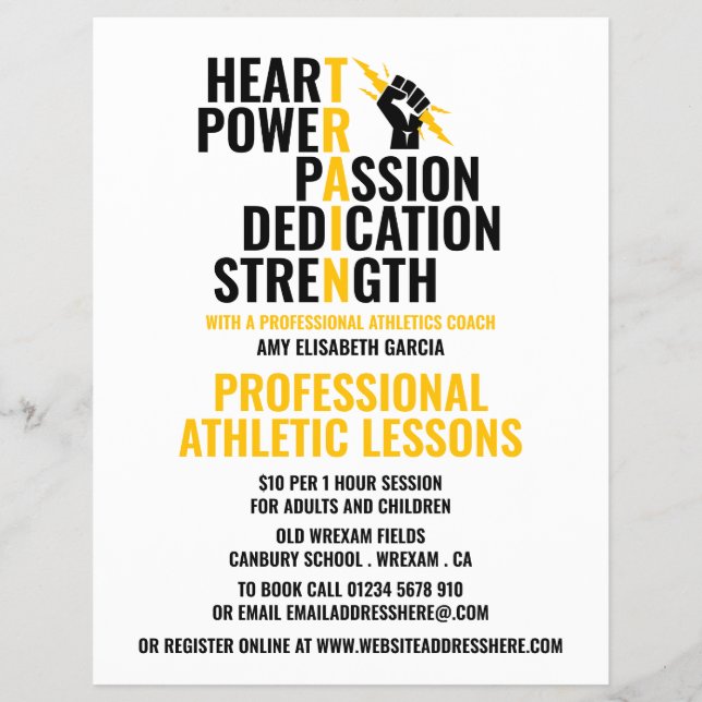 Traits of an Athlete, Athletics Lesson Advertising Flyer (Front)