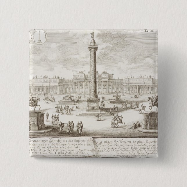 Trajan's Square Rome, from 'Entwurf einer historis 2 Inch Square Button (Front)