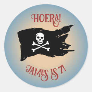 Traktatie Piratenvlag Sticker – Zand & Blauw
