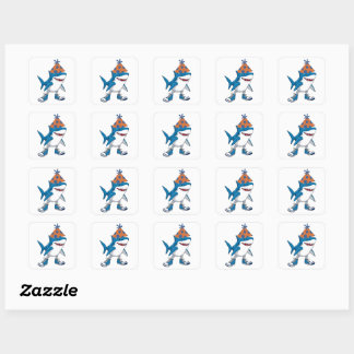 Tralalero Tralala Birthday Cartoon Shark Square Sticker