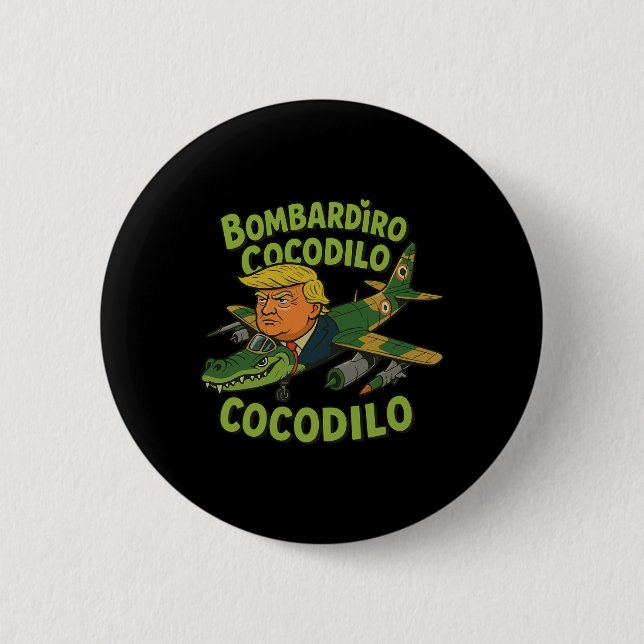 Tralalero Tralala Crocodilo Trump Italian Brainrot 2 Inch Round Button (Front)