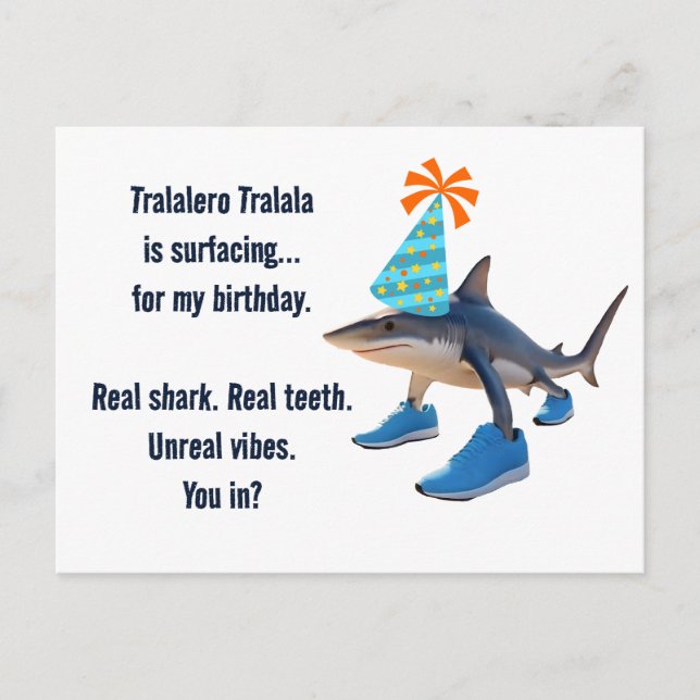 Tralalero Tralala Customizable Birthday Announcement Postcard (Front)