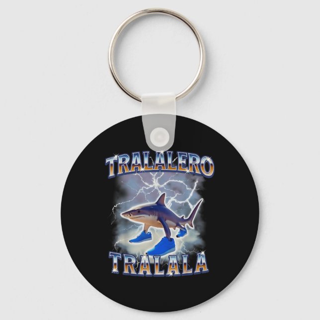 Tralalero Tralala Funny Shark Meme Bootleg  Keychain (Front)