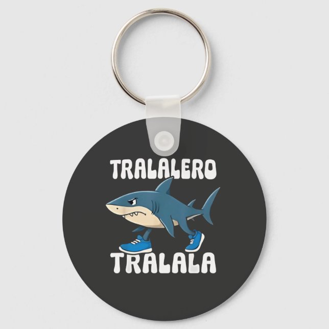 Tralalero Tralala Funny Shark Meme Keychain (Front)