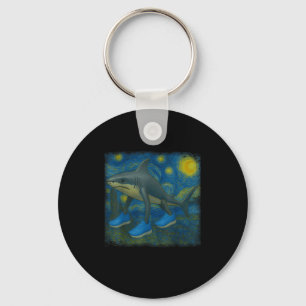 Tralalero Tralala Funny Shark Van Gogh Starry Nigh Keychain