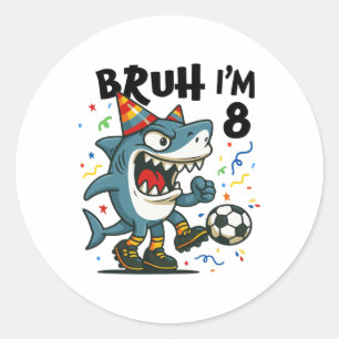 Tralalero Tralala Italian Brainrot Boy Soccer 8th Classic Round Sticker