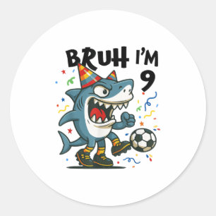 Tralalero Tralala Italian Brainrot Boy Soccer 9th Classic Round Sticker