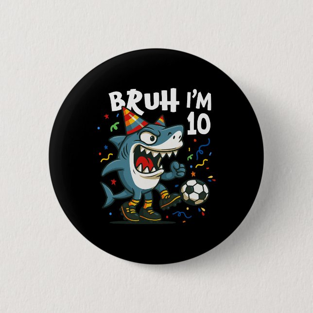 Tralalero Tralala Italian Brainrot Soccer 10th Bir 2 Inch Round Button (Front)