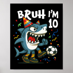 Tralalero Tralala Italian Brainrot Soccer 10th Bir Poster