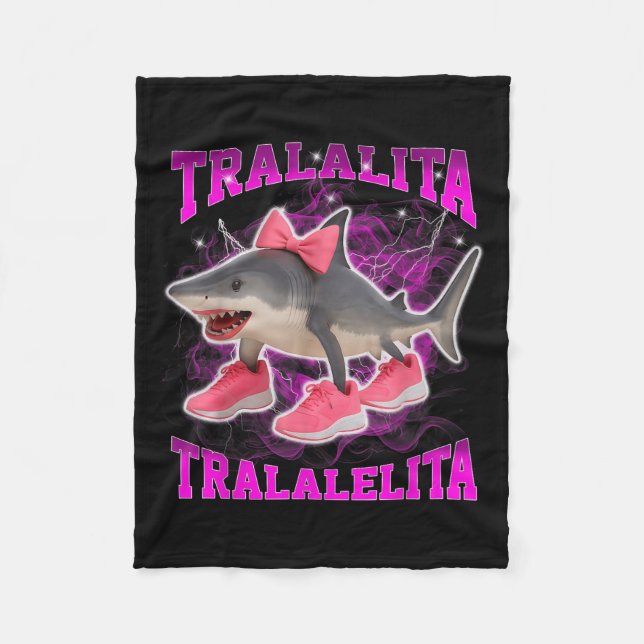 Tralalita Tralalelita Funny Italian Brainrot Hallo Fleece Blanket (Front)