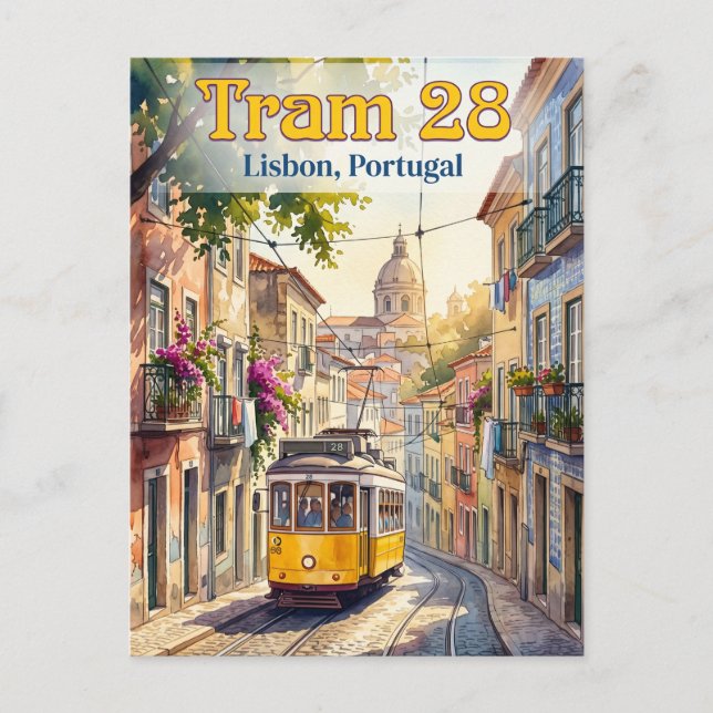 Tram 28, Lisbon Portugal Postcard (Front)