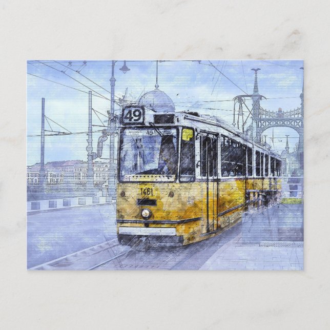 Tram Budapest, Hungary Postcard (Front)