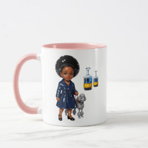 Tram Lover Cute Girl Poodle City Theme Mug