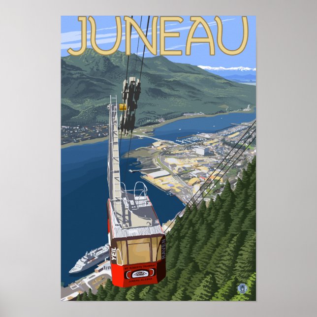 Tram over Juneau, Alaska Vintage Travel Poster (Front)