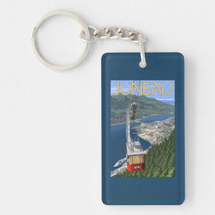 Tram over Juneau, Alaska Vintage Travel Poster Keychain