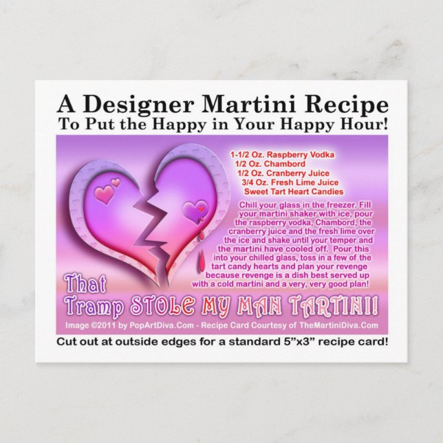 Tramp Stole My Man Tartini Valentine Martini Card (Front)