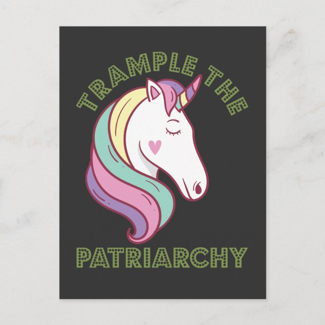 Trample The Patriarchy Unicorn Feminist Postcard (Front)