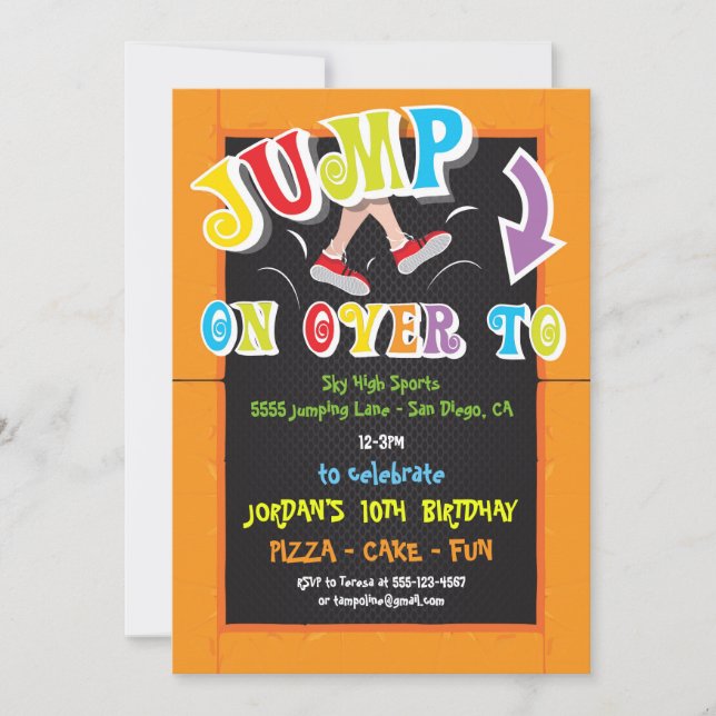 Trampoline Birthday Party for boy or girl Invitation (Front)