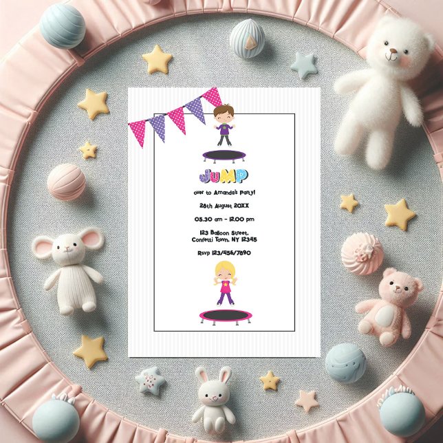 Trampoline Birthday Party Photo Invitation (Trampoline Birthday Party Photo Invitation)