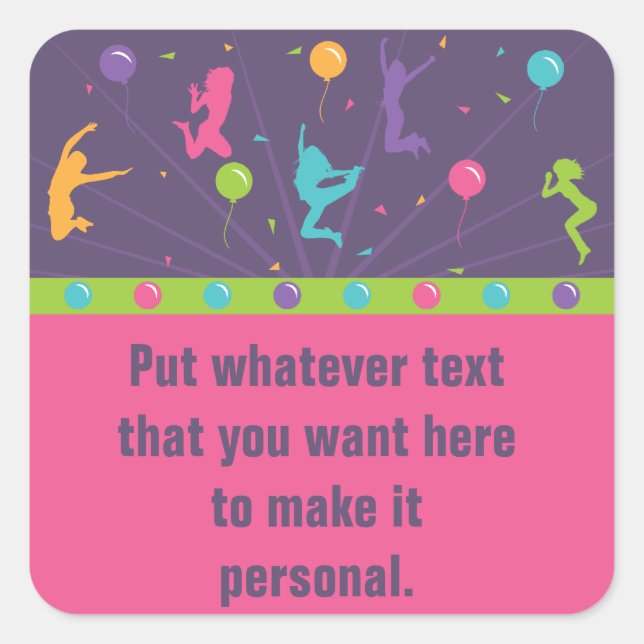 Trampoline Birthday Party Stickers for Girls 2 (Front)