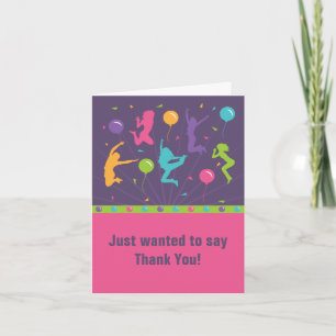 Trampoline Birthday Party Thank You Cards - Girls