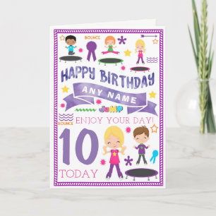 Trampoline Bounce Jump Personalised Birthday Card