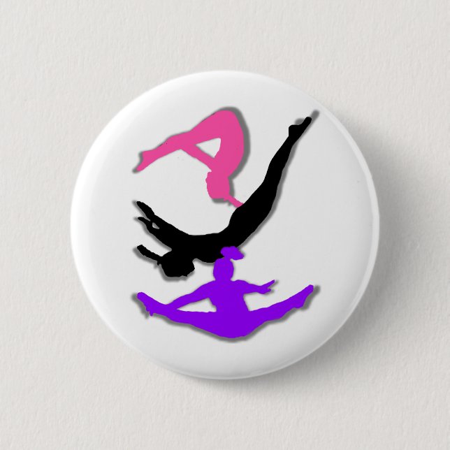 Trampoline gymnast 2 inch round button (Front)