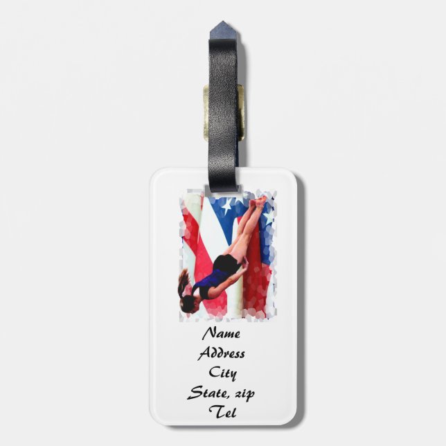 Trampoline Gymnast Luggage Tag (Back Vertical)