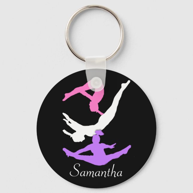 Trampoline gymnast personalized keychain (Front)
