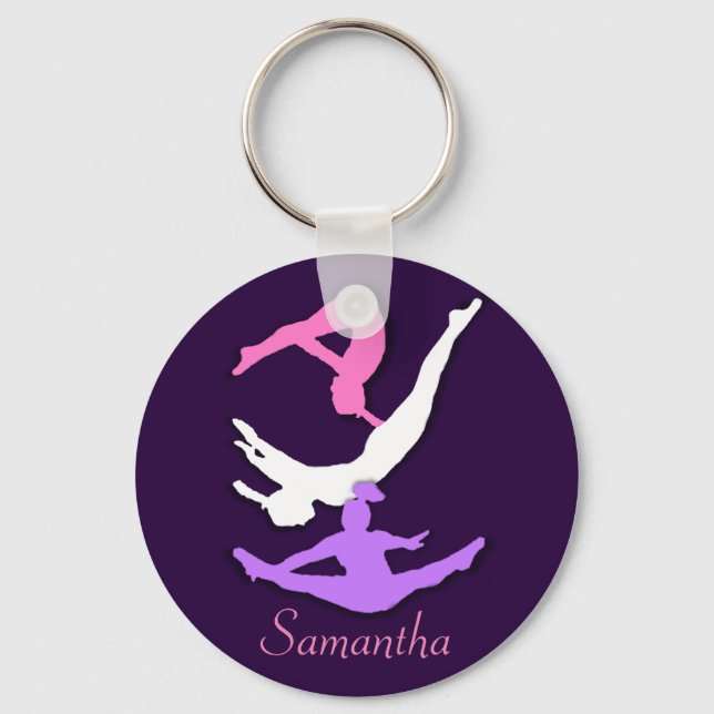 Trampoline gymnast personalized keychain (Front)