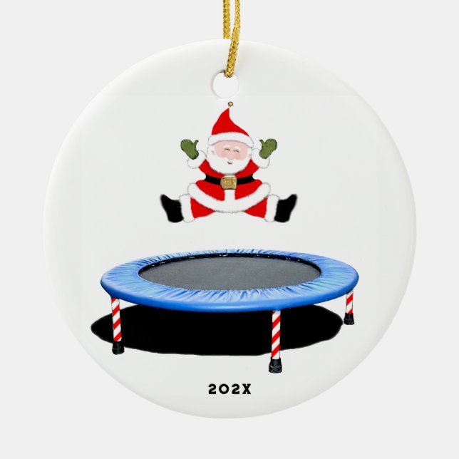 Trampoline Gymnastics Holiday Gift Ceramic Ornament (Front)