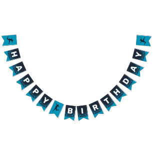 Trampoline Park Let's Jump Blue Birthday Party Bunting Flags