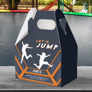 Trampoline Park Let's Jump Orange Birthday Party Favor Box